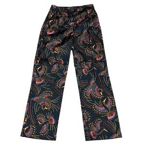 NWT House of Harlow 1960 Black Toucan Printed Satin High Waist Pants - 6